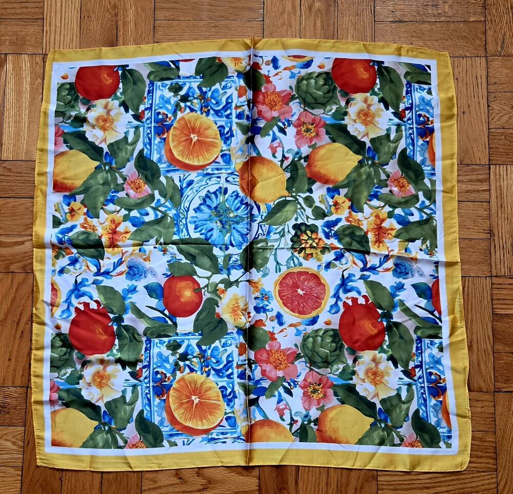 Nwot Rectangle Fruit Scarf Head Wrap Bandana tropical Mediterranean
